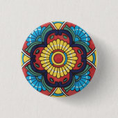 Red Mexican Talavera Tile Töpferei Button (Vorderseite)