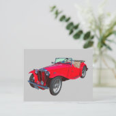 Red MG Cabrio Antique Sports Car Postkarte (Stehend Vorderseite)