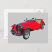 Red MG Cabrio Antique Sports Car Postkarte (Vorne/Hinten)