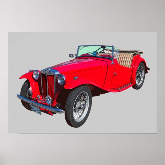 Red MG Cabrio Antique Sportscar Poster (Vorne)