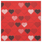 Red Mid Century Moderne Herzen Stoff (Muster)
