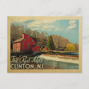 Red Mill Clinton New Jersey Vintage Travel Postkarte