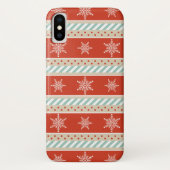Red Mind Stripes Snowflakes Muster Case-Mate iPhone Hülle (Rückseite)