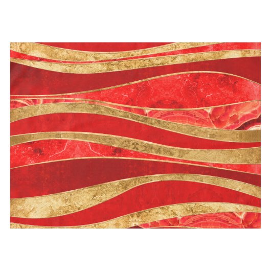 Red Minerals Gold Metallic Wavy Abstrakt Tischdecke (Vorderseite (Horizontal))