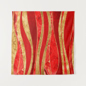 Red Minerals Gold Metallic Wavy Abstrakt Wandteppich (Vorderseite (Horizontal))