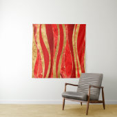 Red Minerals Gold Metallic Wavy Abstrakt Wandteppich (Beispiel (Horizontal))