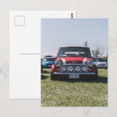 Red Mini Cooper, Vintage Auto Postkarte (Vorne/Hinten)
