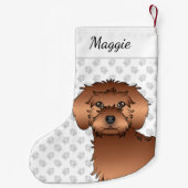 Red Mini Goldendoodle Cartoon Dog Head & Name Kleiner Weihnachtsstrumpf (Rückseite)
