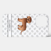 Red Mini Goldendoodle Cartoon Dog & Name Case-Mate iPhone Hülle (Rückseite (Horizontal))