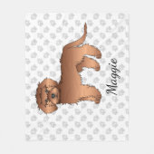 Red Mini Goldendoodle Cartoon Dog & Name Fleecedecke (Vorderseite)