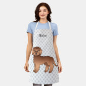 Red Mini Goldendoodle Cartoon Dog & Name Schürze (Getragen)