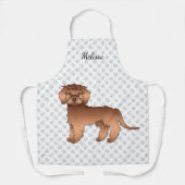 Red Mini Goldendoodle Cartoon Dog & Name Schürze (Vorderseite)