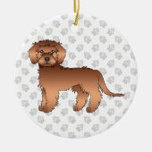 Red Mini Goldendoodle Cartoon Dog & Text Keramik Ornament (Vorne)