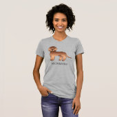 Red Mini Goldendoodle Cartoon Dog & Text T-Shirt (Vorne ganz)