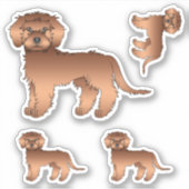 Red Mini Goldendoodle Niedlich Cartoon Dog Aufkleber (Vorderseite)