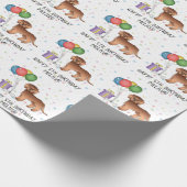 Red Mini Goldendoodle Niedlich Cartoon Dog Geburts Geschenkpapier (Ecke)