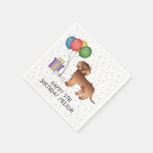 Red Mini Goldendoodle Niedlich Cartoon Dog Geburts Serviette (Ecke)