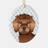 Red Mini Goldendoodle Niedlich Cartoon Dog Head Keramik Ornament (Rechts)