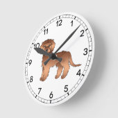 Red Mini Goldendoodle Niedlich Cartoon Dog Runde Wanduhr (Winkel)