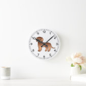Red Mini Goldendoodle Niedlich Cartoon Dog Runde Wanduhr (Zuhause)