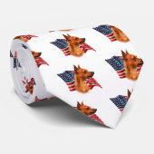 Red Miniature Pinscher American Flag; Min Button F Krawatte (Gerollt)