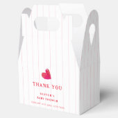 Red Minimal Heart Stripe Baby Dusche Vielen Dank Geschenkschachtel (Geöffnet)