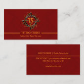 Red Minimal Modern Tattoo Studio Visitenkarte (Vorne/Hinten)