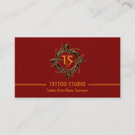 Red Minimal Modern Tattoo Studio Visitenkarte