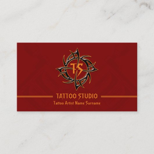 Red Minimal Modern Tattoo Studio Visitenkarte (Vorderseite)