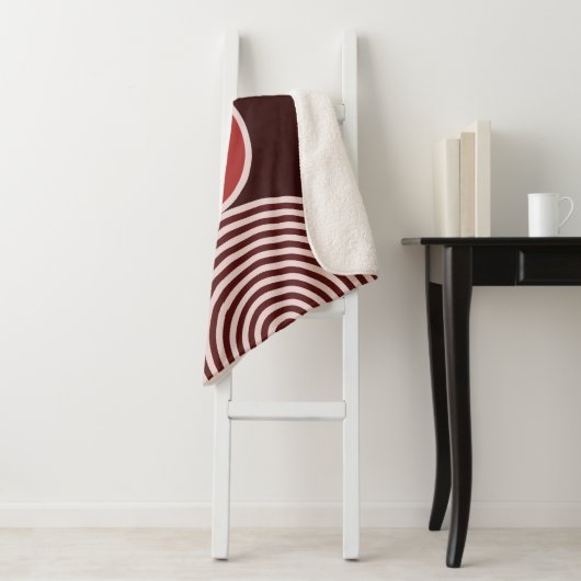 Red Minimal Monogram Circle Pattern Sherpa Blanket Sherpadecke (Beispiel)