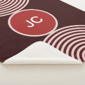 Red Minimal Monogram Circle Pattern Sherpa Blanket Sherpadecke (3/4)