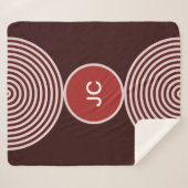 Red Minimal Monogram Circle Pattern Sherpa Blanket Sherpadecke (Vorderseite (Horizontal))