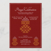 Red Minimal Tamil Kolam Pongal Einladung (Vorderseite)