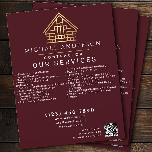 Red Minimal Zuhause Gebäude Construction QR Code Flyer