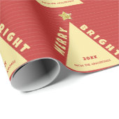 Red Minimalist Christmas Tree Pattern Geschenkpapier (Rolleneckpunkt)