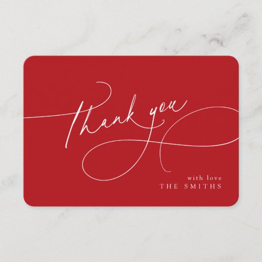 Red Minimalist Elegant Script Christmas Thank You Dankeskarte (Vorderseite)