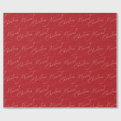 Red Minimalist Modern Script Merriest Christmas Geschenkpapier (Flach)