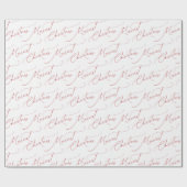 Red Minimalist Modern Script Merriest Christmas Geschenkpapier (Flach)
