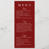 Red Minimalist Modern Wedding Menu Menükarte (Vorderseite)