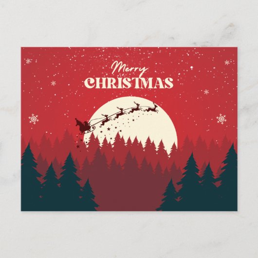 Red Minimalistisch Christmas Night Scene Postkarte (Vorderseite)