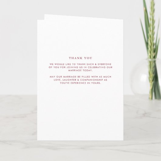 Red Minimalistisch Dainty Script Wedding Programm (Rückseite)