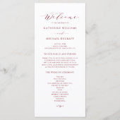 Red Minimalistisch Dainty Script Wedding Zeremony Programm (Vorderseite)
