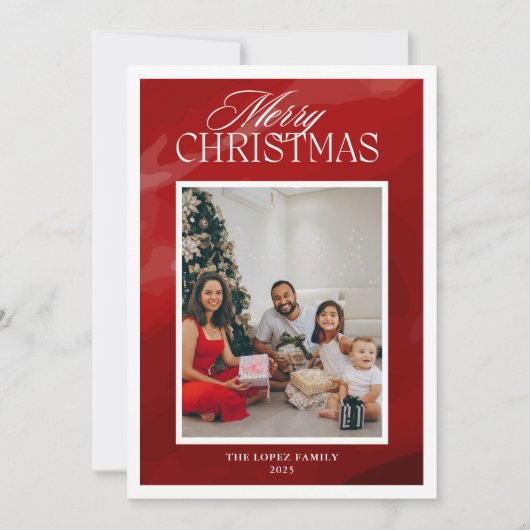 Red Minimalistisch Foto Collage Frohe Weihnachten (Vorderseite)
