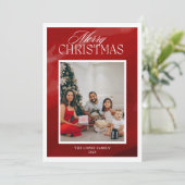 Red Minimalistisch Foto Collage Frohe Weihnachten (Stehend Vorderseite)