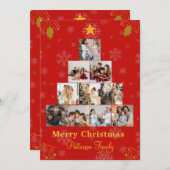 Red Minimalistisch Frohe Weihnachtsfoto Collage Einladung (Vorne/Hinten)