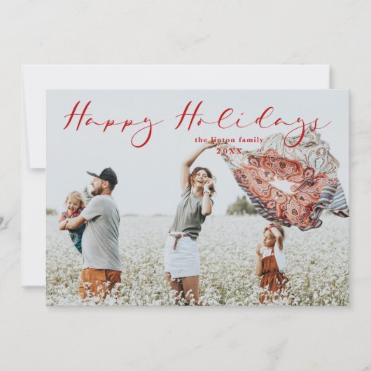 Red Minimalistisch Happy Holidays Modernes Skript (Vorderseite)