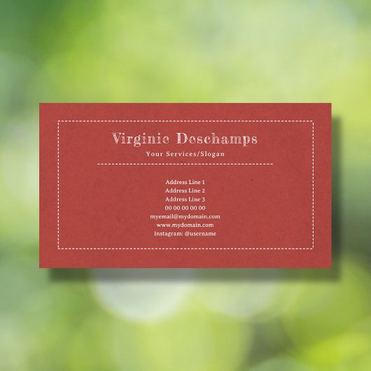 Red Minimalistisch Kraft Rustic Business Card Visitenkarte