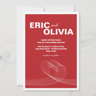 Red Minimalistisch Loopy Liebe Lines Wedite Einlad Einladung