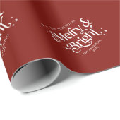 Red Minimalistisch Merry & Bright Christmas Geschenkpapier (Rolleneckpunkt)