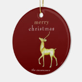 Red Minimalistisch Merry Christmas Gold Rentier Keramik Ornament (Links)